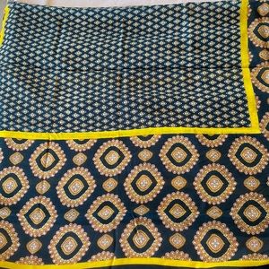 LOFT scarf. Very sophisticated scarf with rich blue and gold colors and pattern.